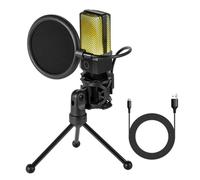Yanmai Microphone USB, condensateur cardioïde, éclairage RVB, trépied flexible col de cygne, convient pour ordinateurs, téléphones, streaming en direct, enregistrement