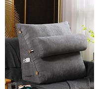 Yanman Coussin de soutien triangulaire pour lit de lecture, canapé, repose-tête de lit, coussin de soutien triangulaire avec coussin de nuque réglable