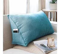 Yanman Coussin en coin grand soutien lombaire pour lit, dossier de tête de canapé, coussin de lecture doux avec housse respirante, amovible et lavable