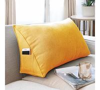 Yanman Coussin en coin grand soutien lombaire pour lit, dossier de tête de canapé, coussin de lecture doux avec housse respirante, amovible et lavable