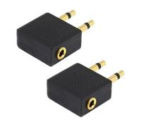 Yanmis Adaptateur de Casque d'avion, Double Connecteur de Vol Mâle à Femelle de 3.5mm avec Connecteurs Métalliques pour Voyage, écouteurs, Casques (2PCS)