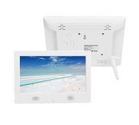 Yanmis Cadre Photo Numérique de 10 Pouces, écran HD 1080P, luminosité Réglable, Son Stéréo, avec Horloge, Calendrier, Minuterie, Télécommande, pour la Maison, la Cuisine, la Chambre à (Prise UE)