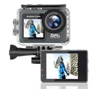 Yanmis Caméra d'action Wi FI, 5k 30fps 24MP sous-Marin Anti Shake, Télécommande 30m Camromètre Sportif à L'épreuve de l'eau 170 Degrés Grand Angle avec Kit D'accessoires de Casque de