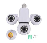 Yanmis Caméra de sécurité à Ampoule, Caméra Triple Objectif WiFi HD 6 MP avec Détection de Mouvement, Vision Nocturne, Contrôle par Application, pour la Surveillance Intérieure et