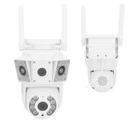 Yanmis Caméra de sécurité Extérieure, 2MP Dual Lens WiFi Cameras pour la sécurité à Domicile View Panoramique Couleur Jour Night Mode Cloud Storage Loop Enregistrement (Prise UE)