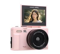 Yanmis Caméra Numérique pour la Photographie, 5k 30fps 18x Zoom Compact Vlog Travel Camara WiFi Partage avec écran Flip 180 °, Lumière LED et Filtres, Carte Mémoire 32 Go