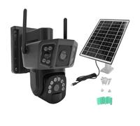 Yanmis Caméras de sécurité Solaire WiFi, 8MP HD Dual Lens 355 ° Voir la Caméra Extérieure Alimentée par Batterie, Détection de Mouvement, Systèmes de sécurité Domestique, (Version de l'UE)