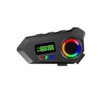 Yanmis Casque Bluetooth pour Casque de Moto, Bluetooth avec BT 6.0, Lumière LED RVB, Commande Vocale pour Mains Libres, écran LCD Radio FM intégré, IP65 pour Les Motocyclistes