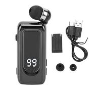 Yanmis Casque sans Fil Rétractable, Casque Stéréo Lavalier avec Micro Annulant Le Bruit, Affichage d'alimentation LED, Clip BT5.4 sur des écouteurs Sportifs pour la Conduite (Black)