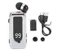 Yanmis Casque sans Fil Rétractable, Casque Stéréo Lavalier avec Micro Annulant Le Bruit, Affichage d'alimentation LED, Clip BT5.4 sur des écouteurs Sportifs pour la Conduite (Silver)