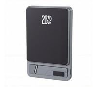 Yanmis Chargeur Portable 3 en 1, Banque d'alimentation Magnétique 10 000 MAh 20 W avec écran LED et Support, Batterie sans Fil pour Téléphone iOS 12 à 17 (Gray)