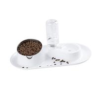 Yanmis Double Gamelle pour Chat Multifonction 2 en 1 Inclinée en Acier Inoxydable pour Animaux de Compagnie - Pratique et Pratique - pour Nourrir et Boire dans Un Seul Design, 4,7 X 18,5 Pouces