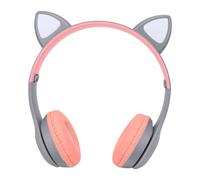 Yanmis Écouteurs Cat Ear, Bluetooth, LED RVB, Pilotes 40 Mm (Gray) | Matériau ABS, Casque pour Enfants, Utilisation Scolaire, Bluetooth 5.0, Filaire 3,5 Mm, Conception Pliable, Coussins Doux
