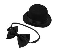 Yanmis Ensemble Chapeau Haut de Forme et Nœud Papillon en Feutre épais pour Chat Noir, pour Animal de Compagnie, Mariage, Fête d'anniversaire, Costume de Cravate Réglable pour Chien et Chat pour (1