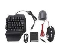 Yanmis Ensemble Clavier et Souris de Jeu RVB à Une Main, Pack combiné de Jeu Mobile 4 en 1 avec Convertisseur, Support de Téléphone, Chargement Rapide et Expérience de Jeu sans Décalage