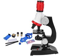 Yanmis Ensemble de Microscope Biologique 100X-400X-1200X pour Enfants, Jouet Scientifique éducatif LED, de Plus de 8 Ans, Plastique Rouge ((Rouge))