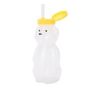 Yanmis Gobelets en Paille D'ours, Gobelets à Bec de 230 Ml avec Rotation à 360 Degrés, étanchéité à L'air et Couvercle Rabattable, Anti-fuite et Anti-déversement pour Jus de Lait, (Couvercle jaune)