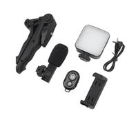 Yanmis Kit de Vlogging pour Smartphone avec Lumière de Remplissage LED à Réduction de Bruit, Support de Trépied Inclinable Réglable à 90° pour la Diffusion en Direct, l'enseignement en Ligne, Les