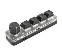 Yanmis Mini Clavier USB avec 4 Boutons, Clavier de Jeu Mécanique à Une Main, Clavier Programmable avec 1 Bouton, Plug and Play, Clavier BT rétroéclairé pour