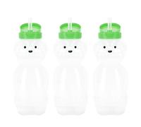 Yanmis Paquet de 3 Tasses de Paille D'ours, Tasse D'ours Mignonne de 230 Ml avec Couvercle Rabattable et Paille, Tasse à Boire Transparente Réutilisable pour Boissons Froides pour café, (Casquette