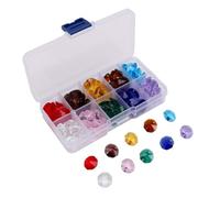 Yanmis Perles de Cristal Octogonales de 14 Mm, 100 Pièces de Perles de Verre à Facettes à Deux Trous, 10 Couleurs de Octogonales à Double Coupe pour la Fabrication de Bijoux, la Décoration de