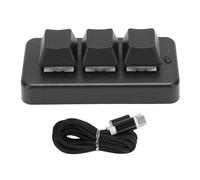 Yanmis Petit Clavier à 3 Touches, Petit Clavier de Jeu Mécanique Filaire USB, Clavier de Jeu Programmable à Une Main pour Le Travail de Bureau de Jeux Vidéo sur PC (Black)