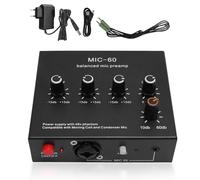 Yanmis Préampli Micro, 60 DB Gain élevé, 48V Power, 3,5mm/6,35mm/XLR Sortie, Préamplificateur de Microphone, Préampli Microphone pour Micro à Condenseur et Dynamique (Prise UE)