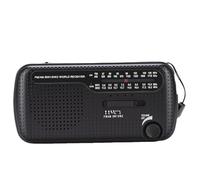 Yanmis Radio d'urgence Portable à Manivelle Solaire NOAA avec 7 Canaux AM/FM/Ondes Courtes, Batterie Externe 1200 MAh, Lampe Torche et Balise SOS, Idéale pour Le Camping et Les (Black)