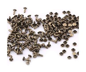 Yanmis Rivets pour Cuir, 100 Set Rivets Double Calotte en Métal Rivets Couture 6x8mm Artisanat Rivet pour DIY Bricolage Accessoires (Bronze)