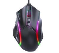 Yanmis Souris de Jeu RVB, 12 Boutons Programmables, Souris Filaire, 12800 DPI, Conception Ergonomique avec 13 Effets de Lumière, pour Ordinateur Portable PC