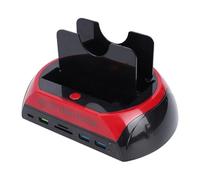 Yanmis Station d'accueil pour Disque Dur, Prise en Charge Double Baie pour Disques IDE 2.5 3,5 Pouces avec Sauvegarde One Touch et Lecteur Multi-Cartes, Cartes Mémoire jusqu'à 128 Go (Prise UE)