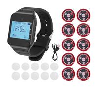 Yanmis Système de Téléavertisseur de Restaurant, Système D'appel sans Fil avec écran LCD, Récepteur de Montre-Bracelet, Alerte Sonore de Vibration 500 Canaux, pour Hôtel, Restaurant, (Rouge)