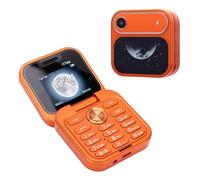 Yanmis Téléphone à Clapet débloqué, Téléphone Portable GSM Double SIM avec Prise Bluetooth 4.0 3,5 Mm, Gros Boutons, Haut-Parleur, Numérotation à Une Touche, pour Les Personnes âgées, (Orange)