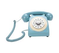 Yanmis Téléphone Rétro Bluetooth, Style Vintage avec Modes Fixe et Bluetooth, 1200 MAh, Téléphone Fixe avec Haut-Parleur, Recomposition, Pratique Décoratif pour Le Bureau à (Blue)
