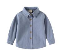 Yanmucy - Chemise à manches longues en velours côtelé pour garçon, boutonnée, style décontracté, pour enfants de 2 à 9 ans, coupe régulière, bleu jean, 2-3 ans