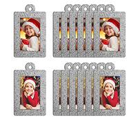 Yanmucy Lot de 20 Cadres Photo Noel en Feutre à Paillettes pour Sapin de Noël Argenté Cadre Photo de Noël Cadres pour Ornementation Cadre photo Suspendu en feutre (Carré argenté)