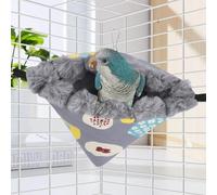 Yanmucy Nids d'oiseaux pour cages à oiseaux en peluche imperméable à suspendre chaud pour perroquet, tente d'angle confortable pour dormir et jouer (gris, taille M)