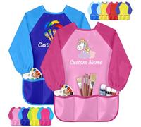 YanNanKe Blouse d'artiste Personnalisée pour Enfants Imperméable | Tablier de Peinture pour Tout-petits avec Nom Blouses d'artiste Personnalisées pour Enfants Manches Longues et 3 Poches