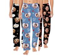 YanNanKe Pantalon de Pyjama Personnalisé avec Photo pour Les Femmes Les Hommes Le Bas de Pyjama Personnalisé avec Poche Cadeaux de Noël