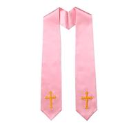 YANPINGJIA Étole clergée double face avec motif de broderie croisée et pompons élégants pour les services formels, les cérémonies religieuses, l'étole clergée réversible, c, taille unique