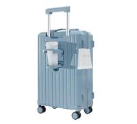 YANQIAO Bagage à main avec porte-gobelet et port de charge USB, bagage latéral rigide avec roues rotatives, bagage léger pour voyage, affaires, école, bleu lac, Carry-On 20-Inch, Bagages