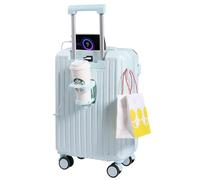 YANQIAO Bagage à main avec porte-gobelet et port de charge USB, bagage latéral rigide avec roues rotatives, bagage léger pour voyage, affaires, école, bleu ciel, Bagage à main 50,8 cm, Bagages