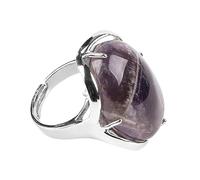 YANQSHM Bague Améthyste Naturelle pour Femme Anneau Pierre Précieuse Ovale Vibrante Anneau Déclaration Réglable Cristal Reiki Bracelet Pouce Bijoux Faits Main Cadeau Avec Boîte
