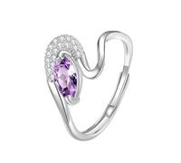 YANQSHM Bague Argent 925 Femme, Bague en Argent Sterling S925 Avec Pierres Précieuses pour Femme Anneau Fiançailles Fantaisie en Forme Vague Réglable Cristal Radieux Zircon Promesse Alliance Bijo