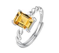 YANQSHM Bague Argent 925 Femme Reglable, Bague en Argent Sterling S925 Avec Cristal pour Femme Fine Ring Fiançailles Torsadée Faite À la Main Réglable Pierre Précieuse Rayonnante Promesse Maria