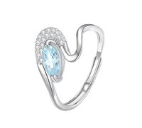 YANQSHM Bague Argent 925 Femme Reglable, Bague en Argent Sterling S925 Avec Pierres Précieuses pour Femme Anneau Fiançailles Fantaisie en Forme Vague Réglable Cristal Radieux Zircon Promesse Alli