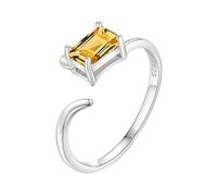 YANQSHM Bague Argent 925 Femme Reglable, Bagues Argent Sterling 925 Avec Cristaux pour Femmes Fines Empilables Avec Pierres Précieuses Ouvertes Réglables Oxyde Zirconium Promesses Fiançailles Mar