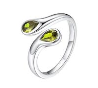 YANQSHM Bague Argent Pierre PréCieuse, Bague de Naissance Exquise Avec Pierre Précieuse Taillée Goutte Simple et Ajustable Ring de Fiançailles Couleur Équilibrée Cristal Cadeau pour Femme et H