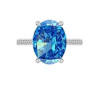 YANQSHM Bague Argent Pierre Précieuse, Bague Fiançailles pour Femme Incrustation Pierre Précieuse Solitaire Alliance Réglable Avec Cristal Zircone Cubique Scintillant Bijoux Cadeau Argent-Saphir