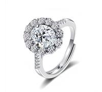 YANQSHM Bague Argent Pierre Précieuse, Bagues Naissance Sublimes Avec Pierres Précieuses Taille Ovale Bande Fiançailles Réglable Bijoux Cristal Étincelant Cadeau pour Femmes et Hommes Avril-Dia